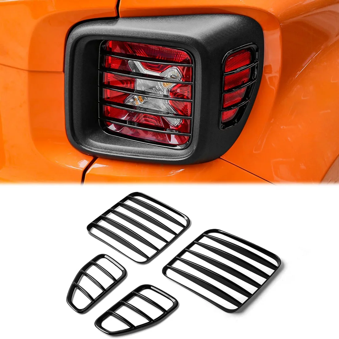 Tail Light Lamp Covers Blinds ABS Rear Taillight Guard for Jeep Renegade 2016 2017 2018 2019 2020 2021, Black