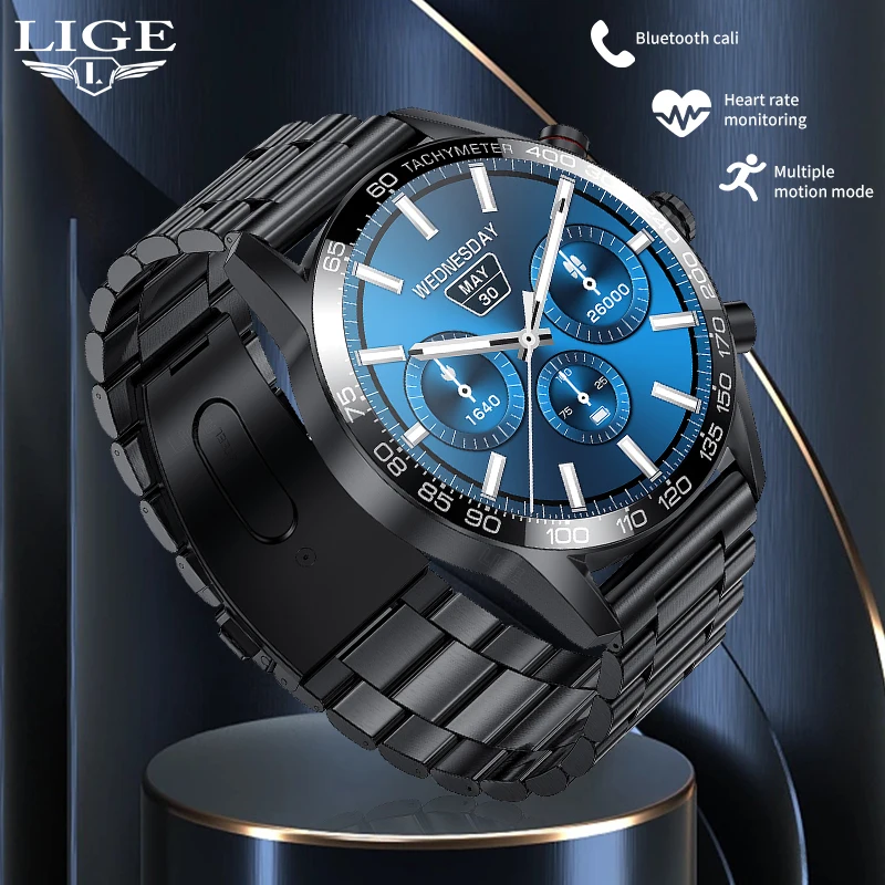 

LIGE New Business Men Smart Watches Bluetooth Call Heart Rate Monitoring Health Bracelets Waterproof Sports Fitness Smartwatch