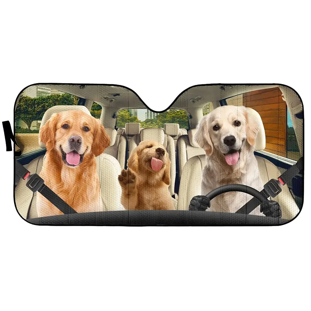 Car sunshade Auto Sun Shade for Car Truck Decor Golden Retriever, Dog Driver Car Windshield Sunshade,Blocks UV Rays Sun