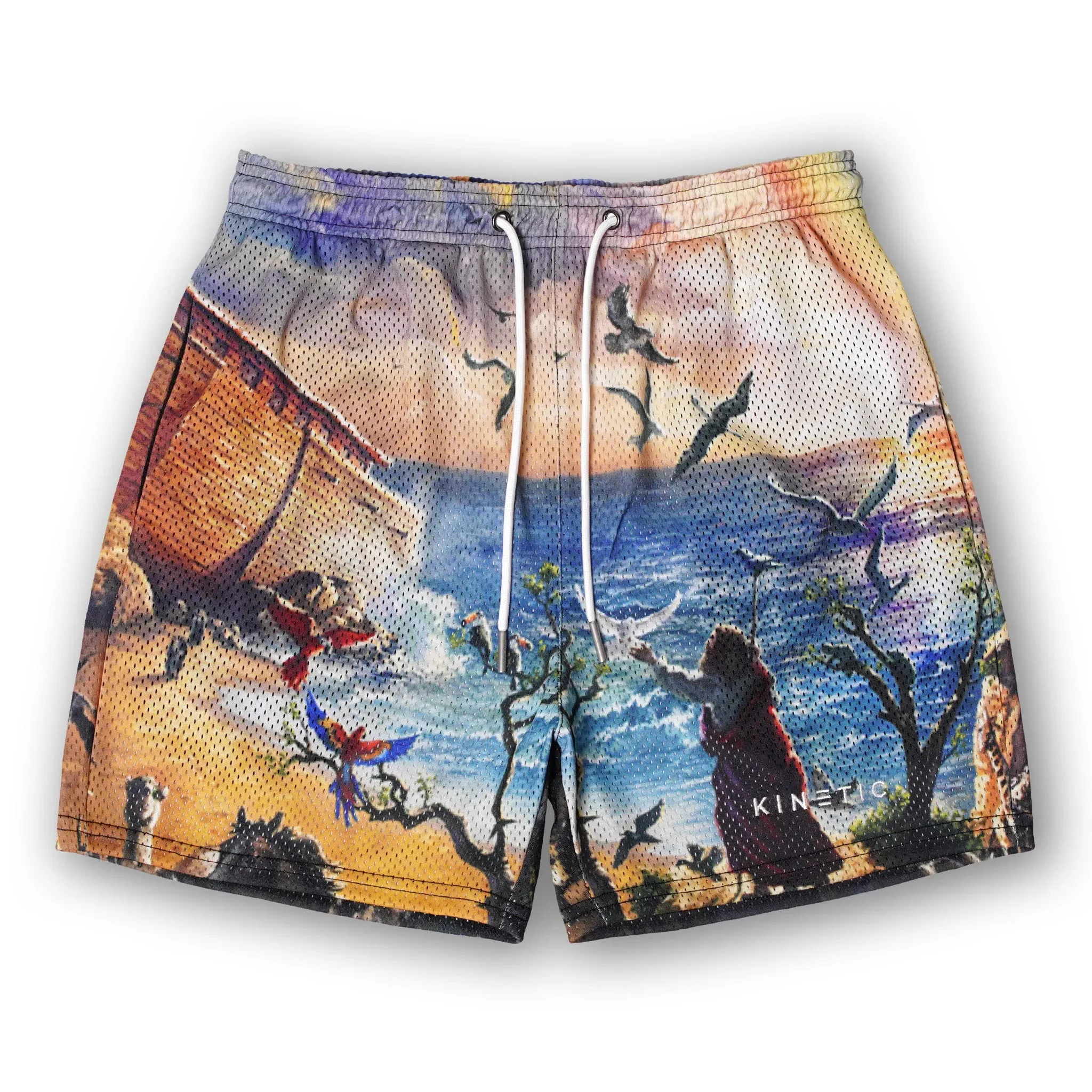 Classical Renaissance Religion / Mythology High-Low Mix Style Men's Casual Shorts Summer Beach Shorts Breathable Quick-drying