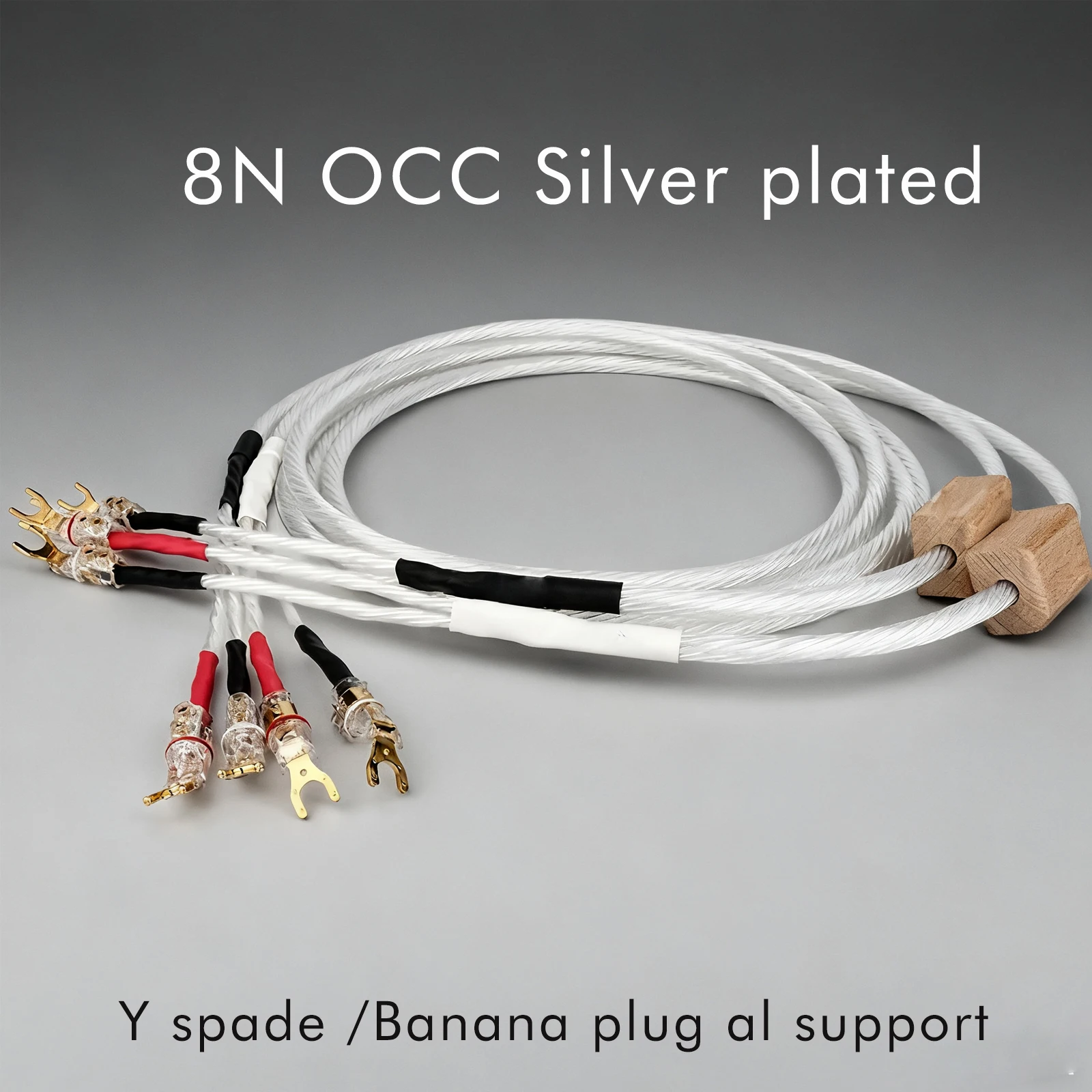 

Пара 8n occ посеребренный двупроводной акустический кабель, позолоченный разъем аудиокабеля с лопаточным разъемом от 2 до 2 лет