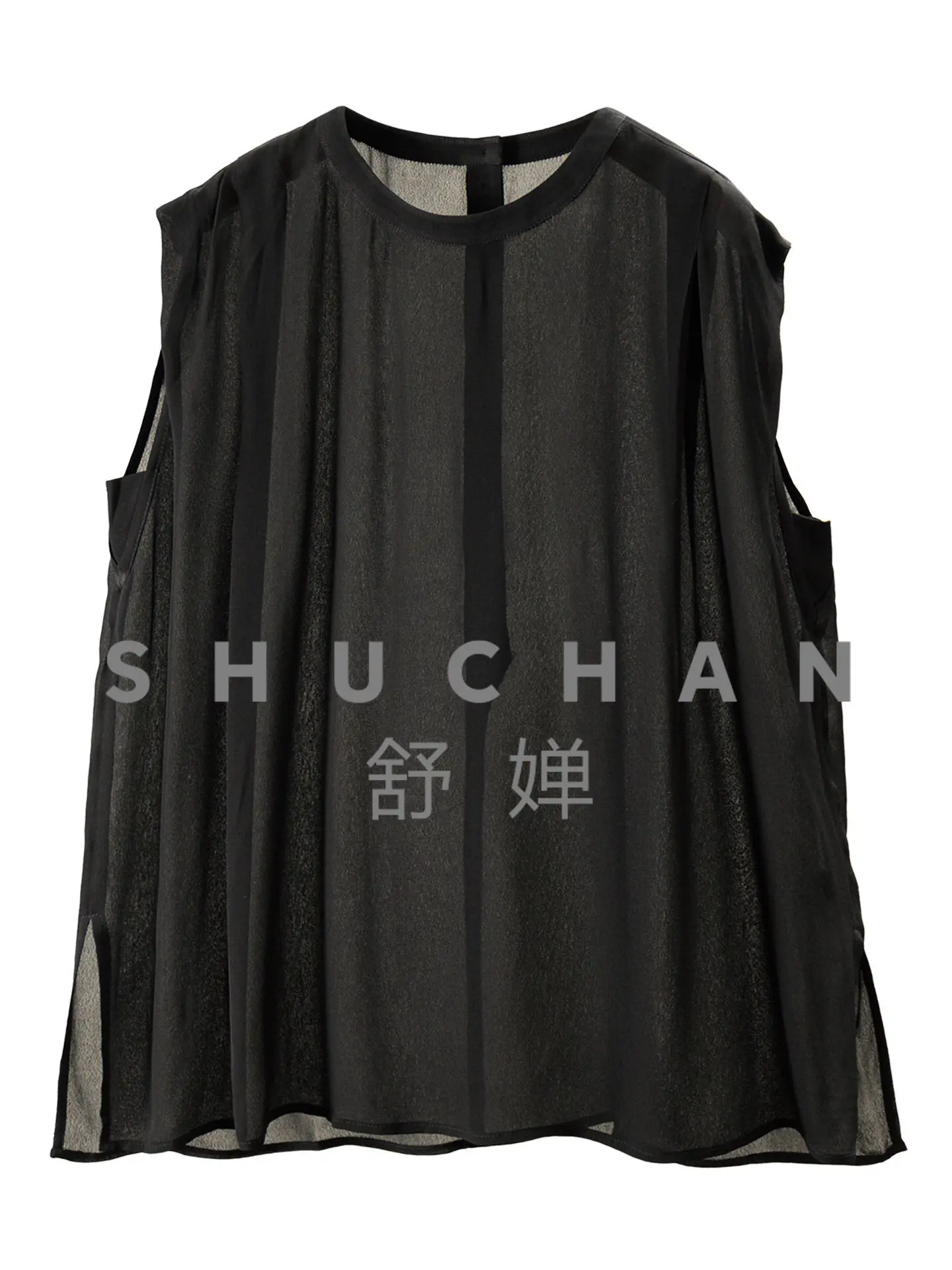 French Tank Top Summer Light and Slightly Transparent Sunshade Chiffon Blouse Sleeveless Thin Shirt Women's 24W0