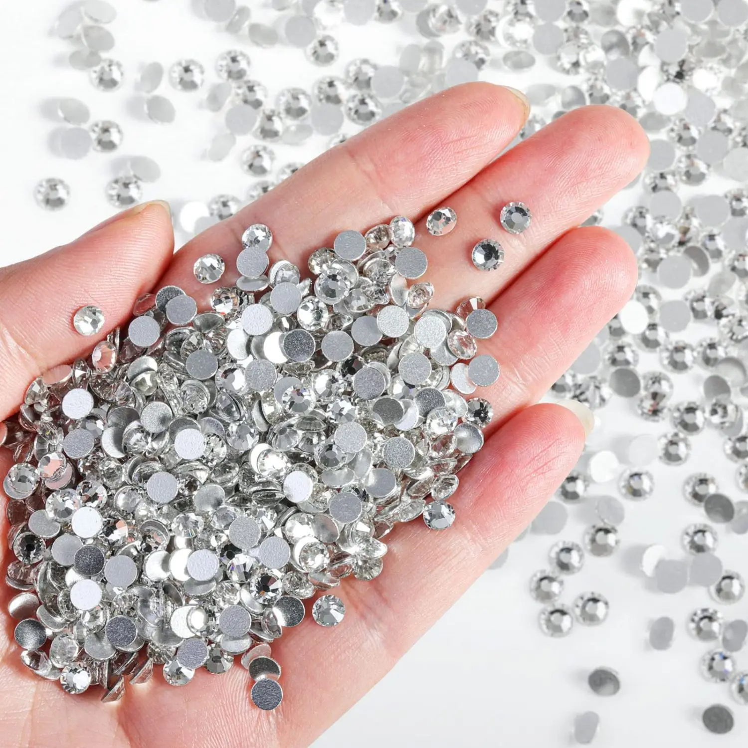 SS5-SS20 Glas-Kristall-Strass (Transparent), 1440-14400 Stück Flache Transparente Strass-Steine für DIY-Basteleien und Nagelkunst – Detail 3