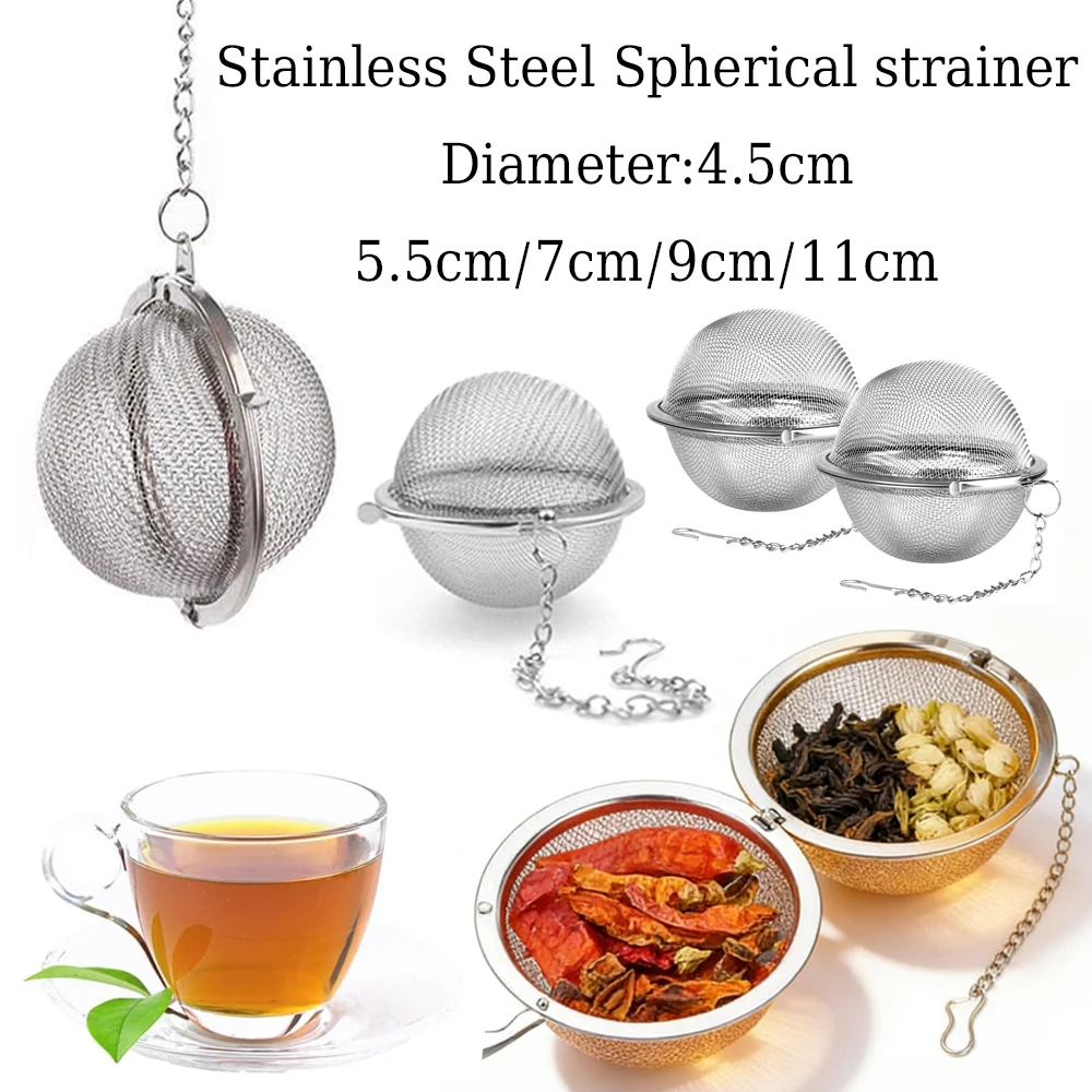 1-5Pcs 304 Stainless Steel Tea Filter Ball, Mesh Tea Infuser Strainer for Loose Leaf Tea Spice, Reusable with Extension Chain