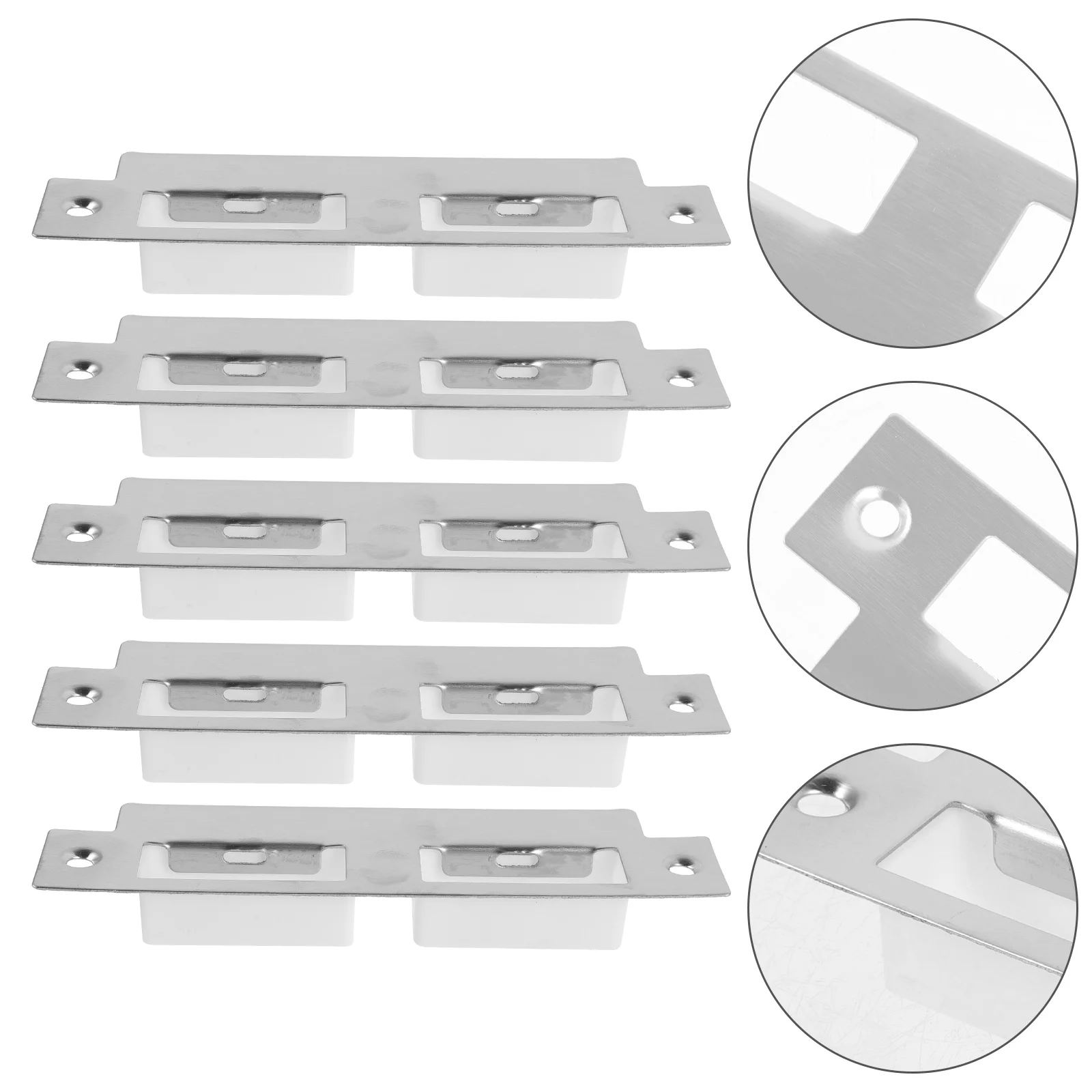 5 Pcs Guide Lock Door Kick Plate Covers Strike Gusset Plates Adjustable Stainless Steel Deadbolt Hole