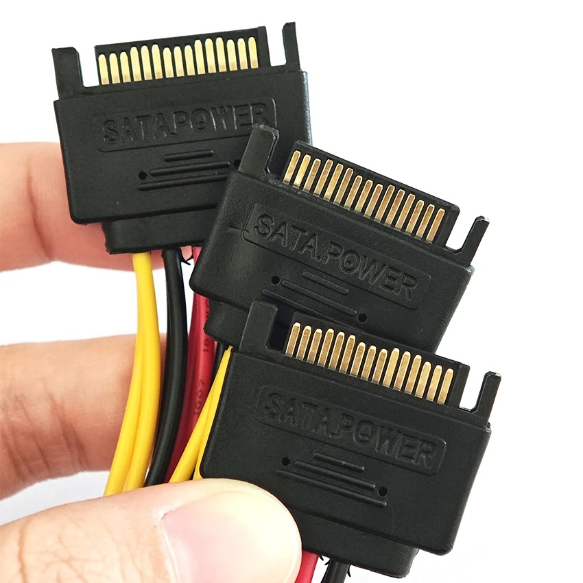 SATA 1 Male to 2 Daul Female SATA Splitter Cable Hard HDD 15PIN 1 to 2 Power Adapter Cord For Computer Straight Head Elbow