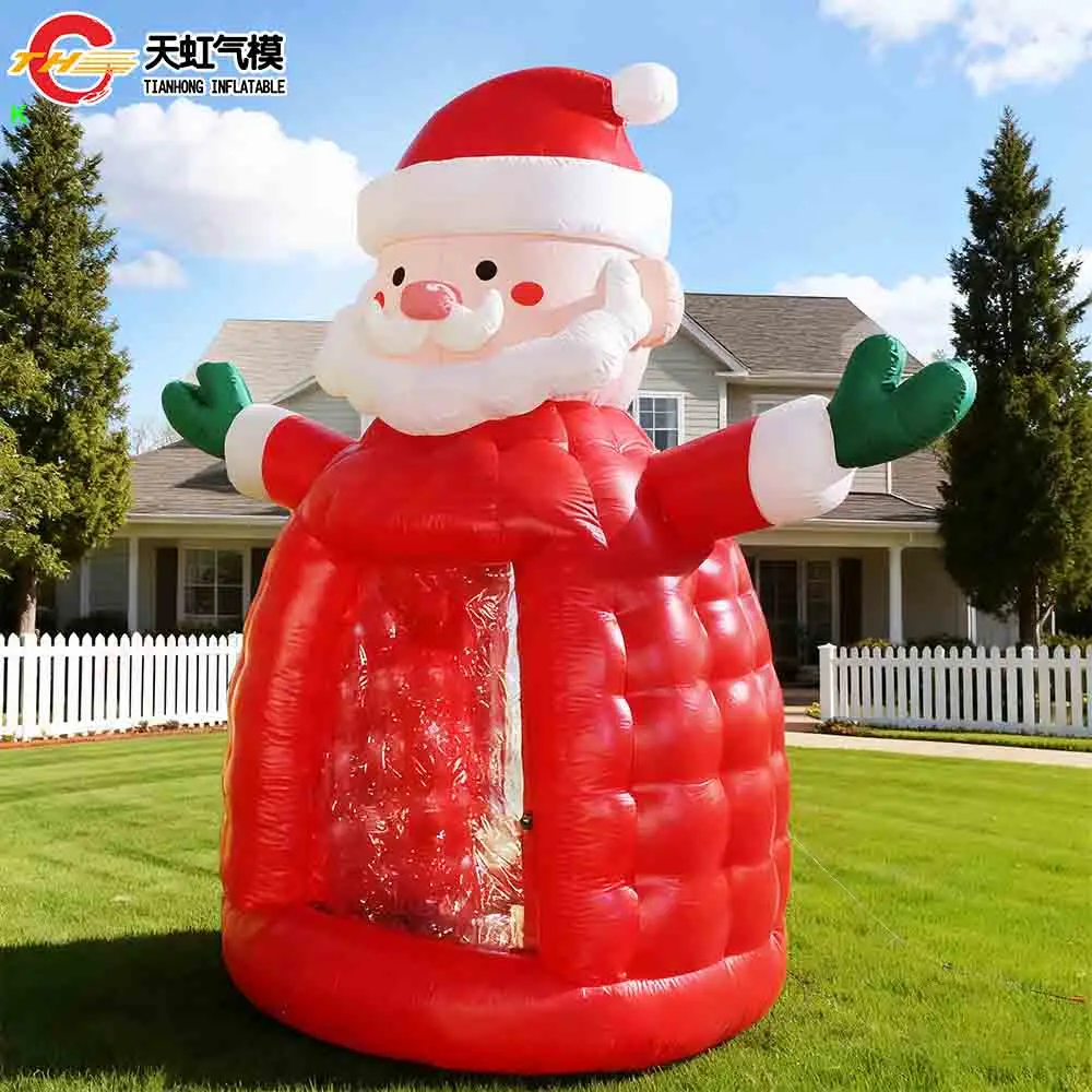 Envío rápido, cubo de dinero inflable gigante de Navidad, cabina para atrapar dinero de Papá Noel para niños y adultos