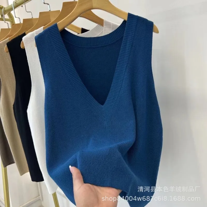 عميق الخامس الرقبة محبوك سترة سترة الخريف المرأة الجديدة محبوك سترة