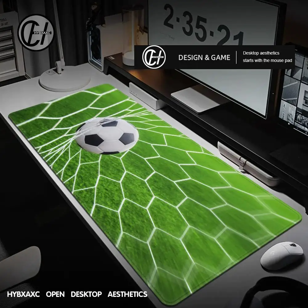 

Funny Soccer Themed Mouse Pad with Green Grass and Ball Design - Non-Slip Rubber Base Stitched Edges Ideal for Home or Office