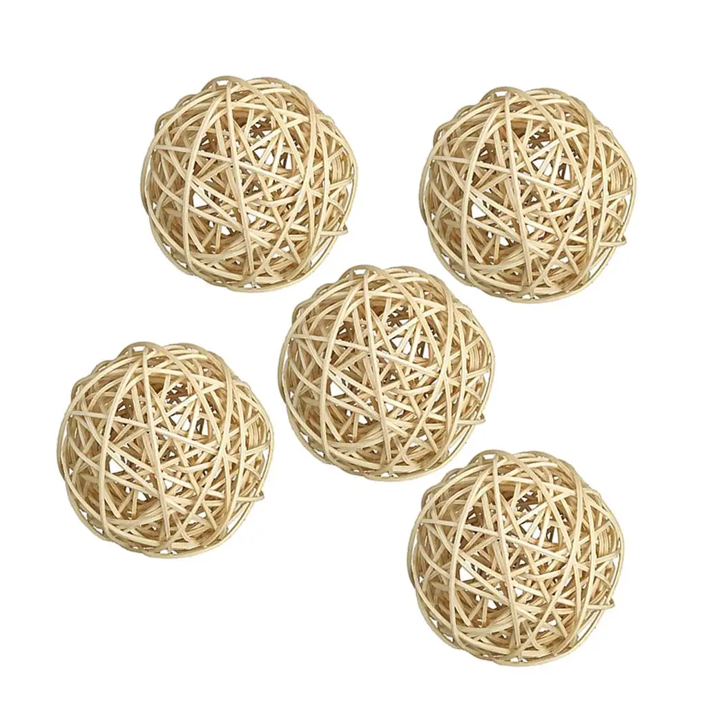 5Pcs Wicker Rattan Balls 7cm Rural Style Decorations Shop Adornments Supply for DIY Vase Bowl Filler Displays Garden