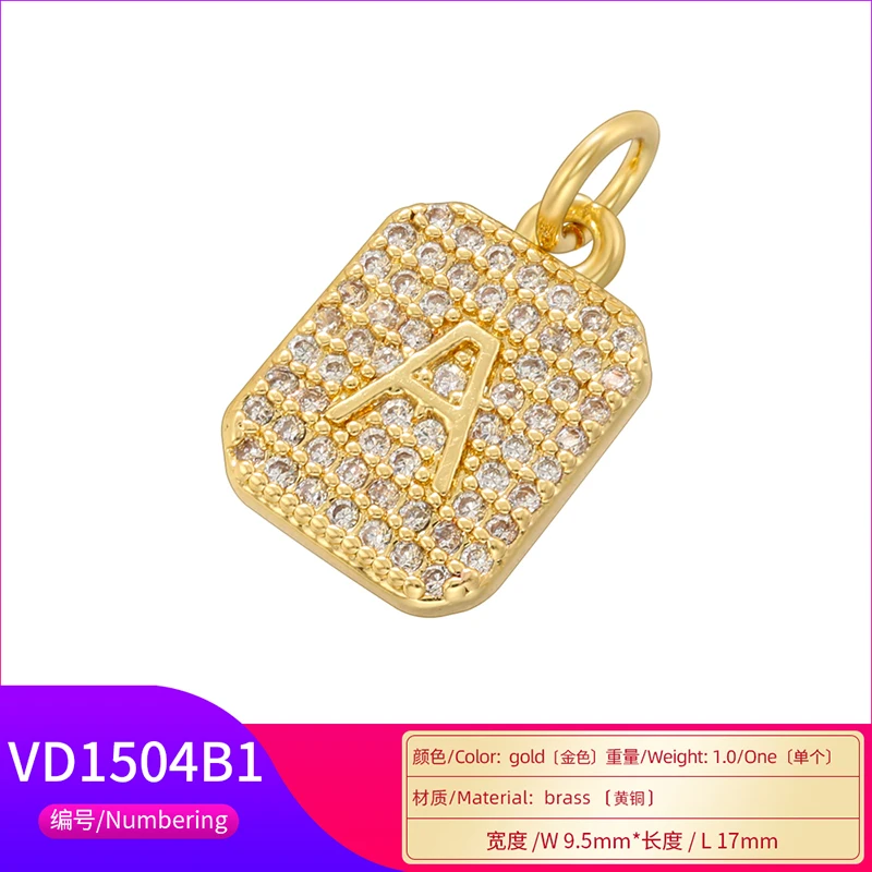 ZHUKOU 18K gold plated zirconia A-Z 26 letters jewellery accessory pendant for men and women in golden: VD1504
