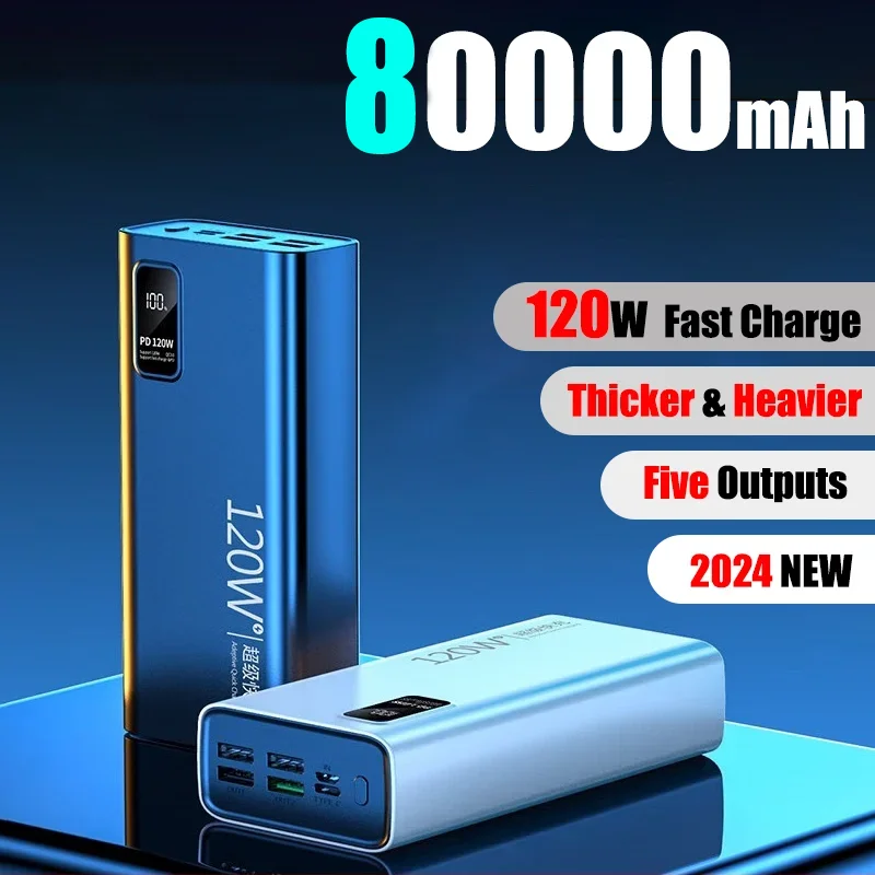 Xiaomi 80000mAh High Capacity Power Bank 120W Fast Charging Powerbank Portable Battery Charger For iPhone Samsung Huawei