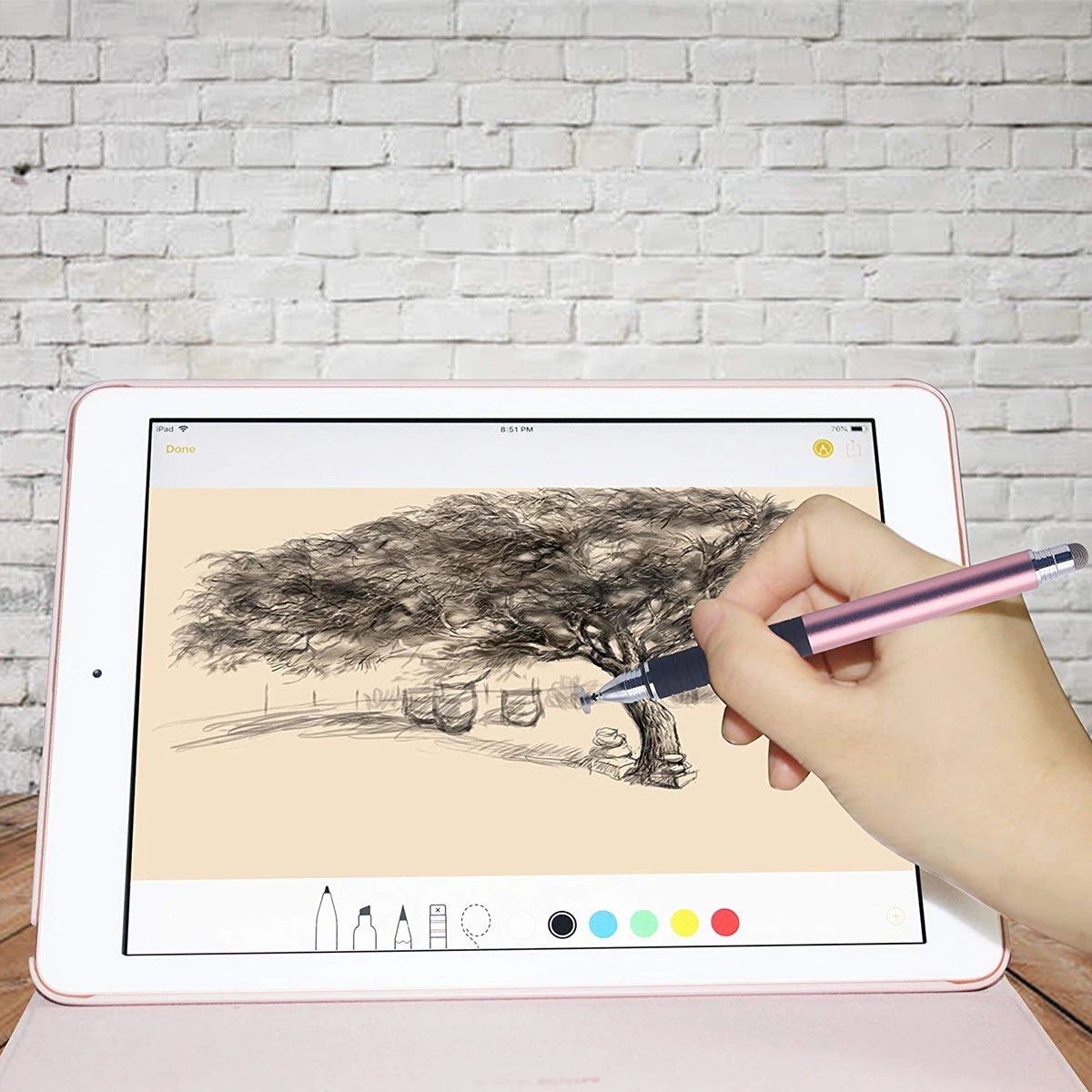 Set di penne stilo capacitive da 5 pezzi punte di ricambio strumento di scrittura touch screen a doppia estremità per tablet smartphone oro rosa