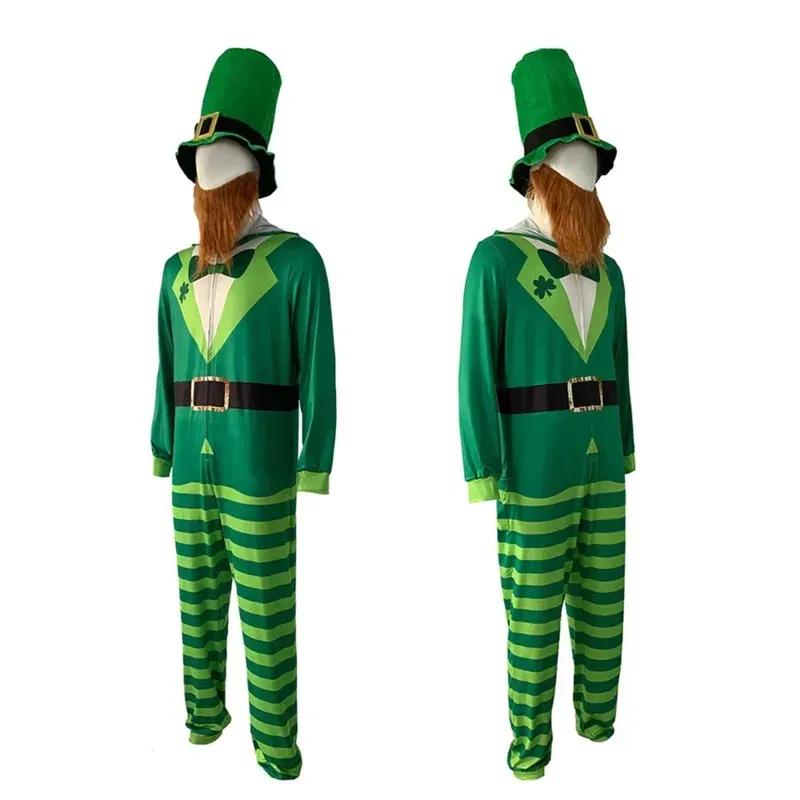 زي عيد القديس باتريك للبالغين كرنفال الهالوين الأيرلندي الجني حفلة مجموعة خضراء بذلة الرجال النساء زوجين فستان بتصميم حالم