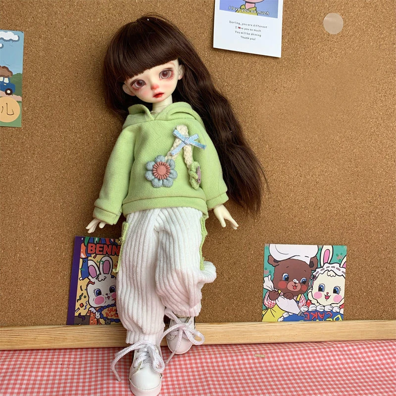 

[wamami] 204# 2pcs White Pants Green /Shirt/Hoodie/Outfit For 1/6 SD DZ BJD Dollfie