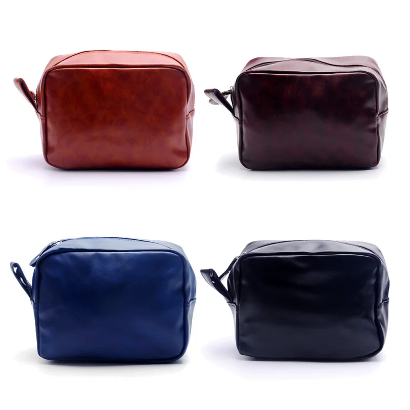 

Men's Pogonotomy Pack Travel Toiletry BagPUSolid Color-Border Simple Square Zipper Cosmetic Bag