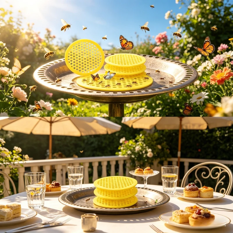 Floating Bee Island-Bee Waterer Bee Insect Drinking Tray Beekeeping Setups Luring Insect Waterer Island Tray For Outdoor Garden