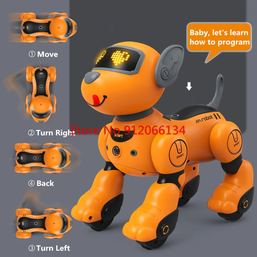 Parent-Child Accompany Touch Sensing RC Robot Dog 2.4G Voice Interaction DIY Programming Fun Emoticons Radio Control Stunt Dog