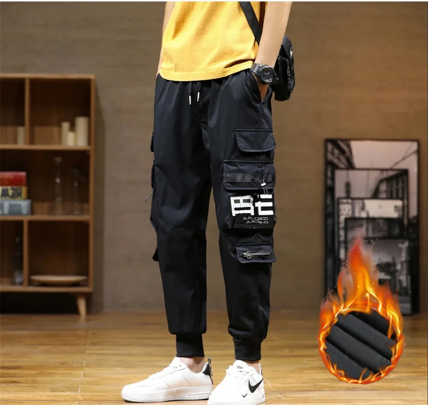 Mid waisted autumn and winter leggings  warm and comfortable cotton and woolen pants for men  men's warm pants  thick and plush