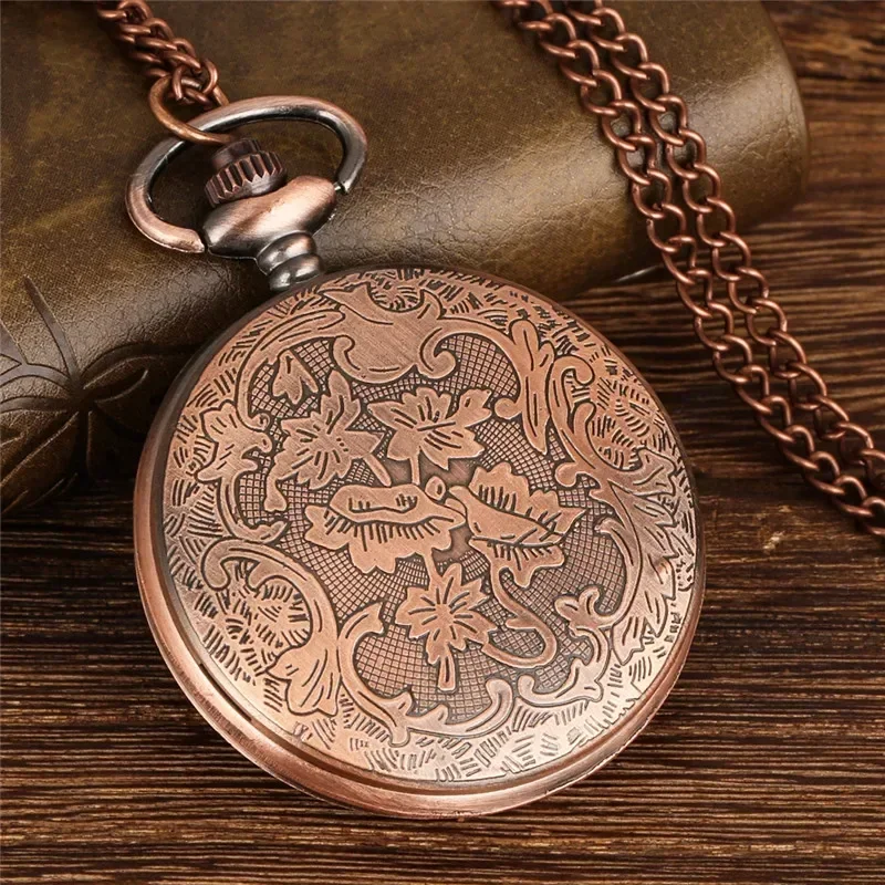 Vintage Hollow Animal Horse Design Men Women Quartz Analog Pocket Watch Rose Gold Necklace Pendant Chain Collectable Timepiece