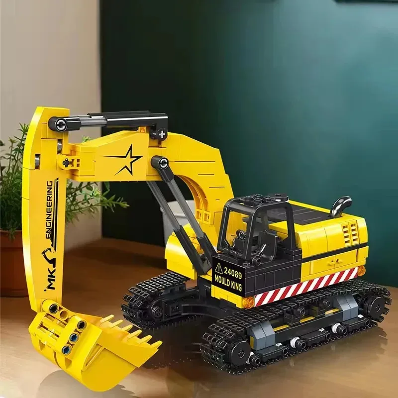 뉴 몰드 킹 24089 굴착기 블록 키트 DIY 시뮬레이션 엔지니어링 차량 교육용 장난감 어린이 및 성인 선물