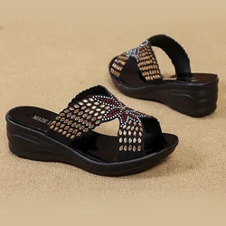 Women's Sslippers Open Toe 2025 Summer Women Shoes Female Lightweight Wedges Casual Slipper Female Soft Bottom Low Heeled Slides