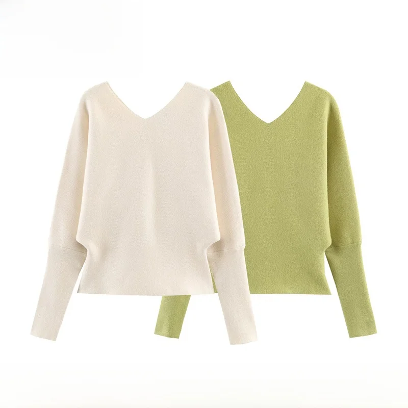 

Новая женская модная трикотажная кофта EVEA с V-образным вырезом, универсальная, осенне-зимняя, с длинными рукавами, из полиэфирного волокна, повседневный топ 275609