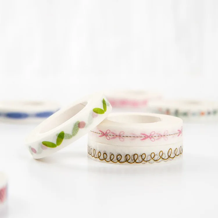 1Pcs 8mm X 10m Creative Colorful Flower Plants Decorative Adhesive Tape Masking Washi Tape DIY Scrapbooking Sticker Label School