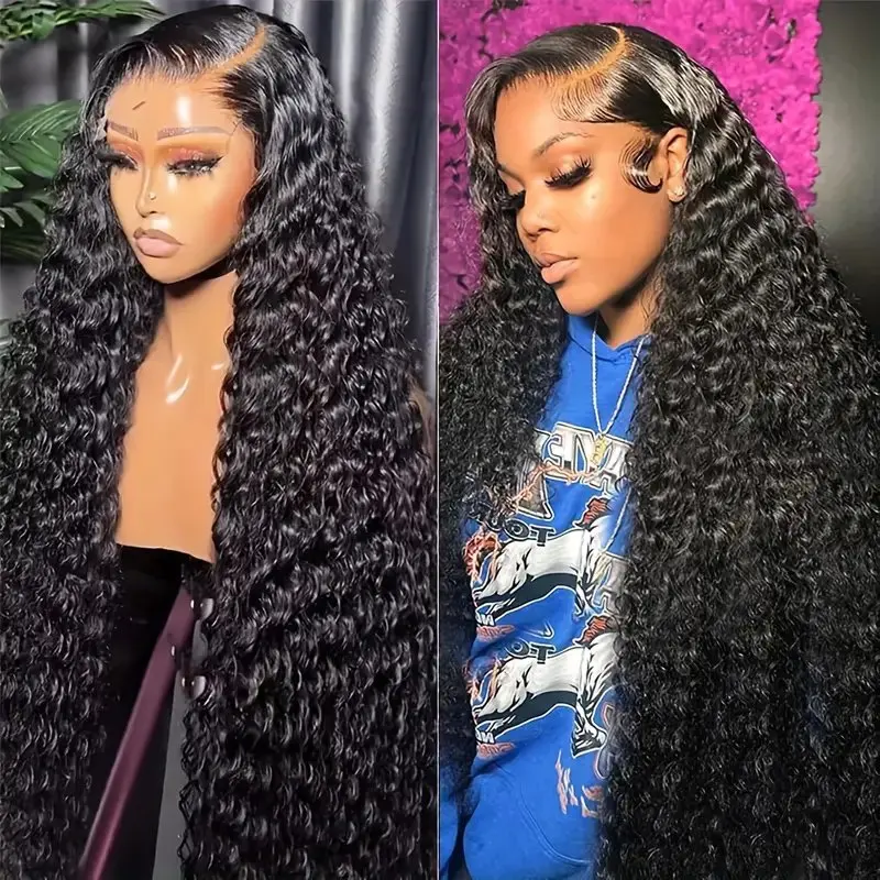 Rosabeauty 13X6 Deep Wave 13x4 HD Lace Front Human Hair Wig 5X5 Preplucked Glueless Ready To Go Curly Wig 250% Density 40 Inch