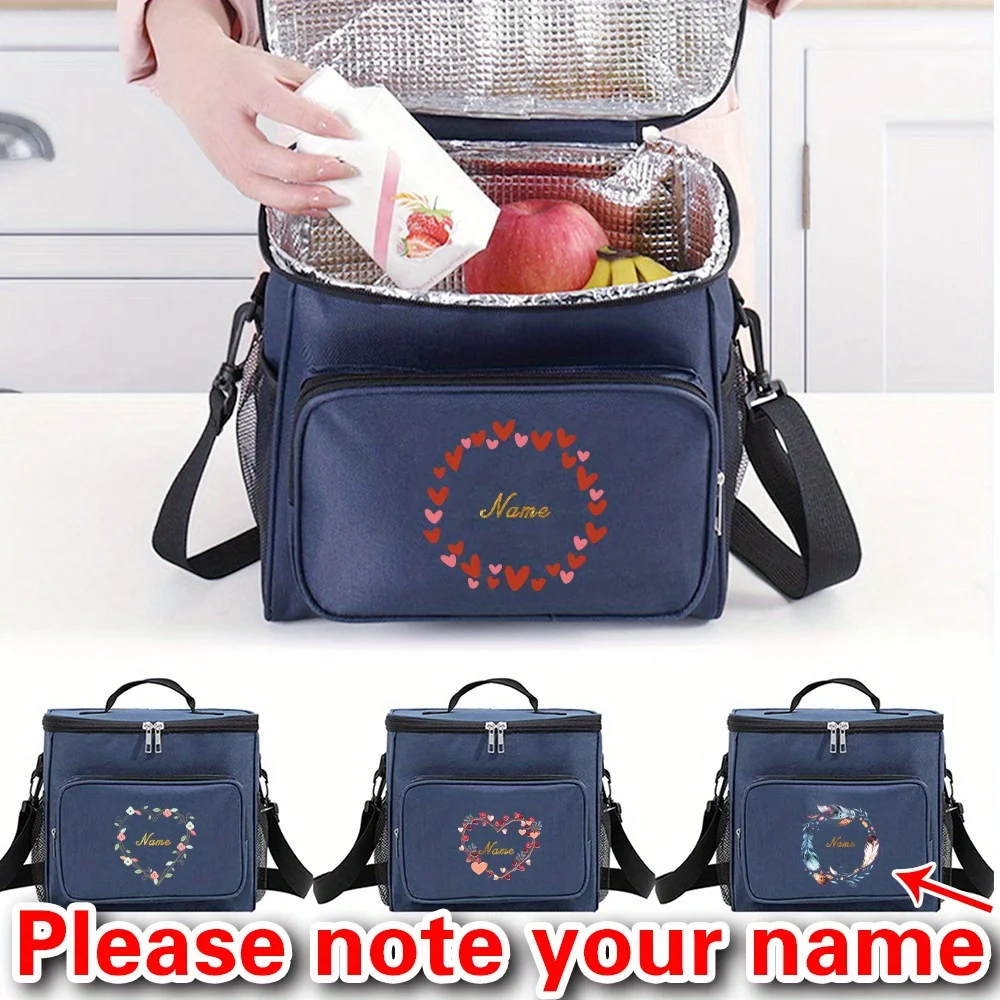 

Customizable Name Blue Lunch Bag Insulated Handbag Multi Functional Waterproof Picnic Lunch Box Suitable for Picnic Camping