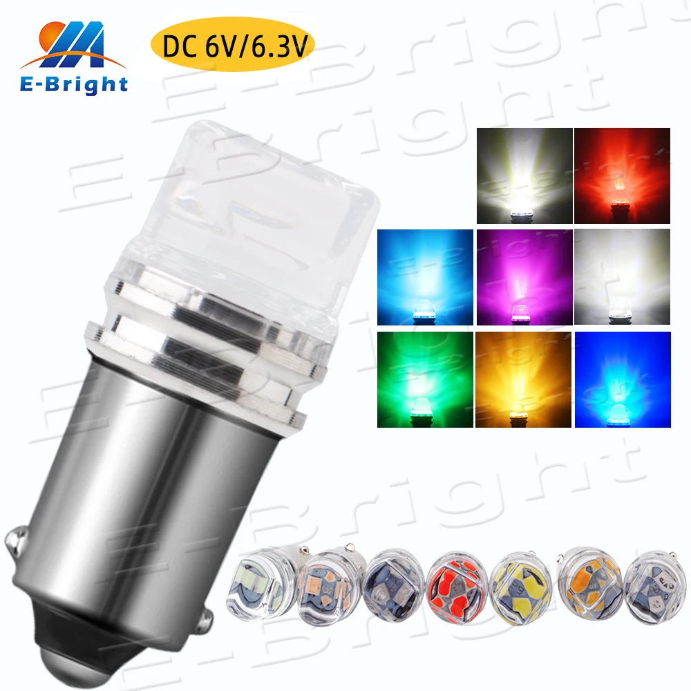 10PCS DC 6V 6.3V GE44 47 BA9S 5630 2 SMD LED Pinball Toy Car Game Side Light Bulb White Blue Red Green Amber Pink Warm white