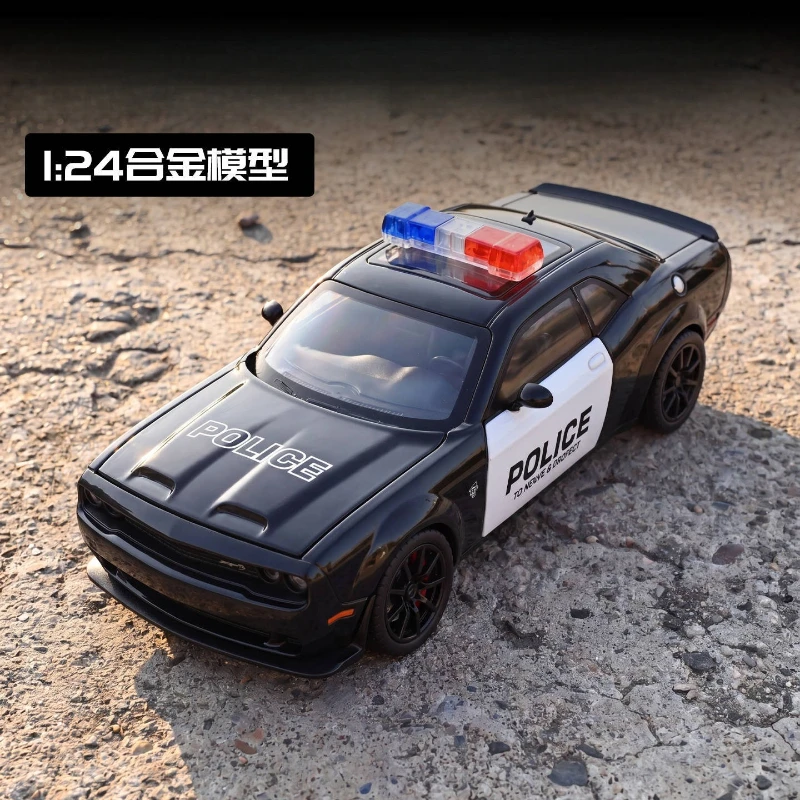 

1:24 SRT Hellcat Police Alloy Sports Car Model Toy Diecast Metal Sound Light Miniature Car Christmas Gift