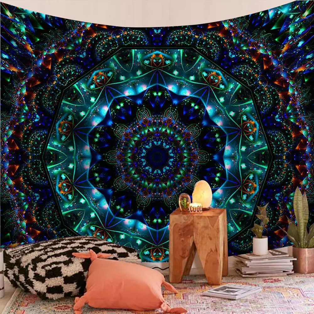 Colorful Mandala Carpet Tapestry Wall Hanging Boho Decor Psychedelic Tapiz Hippie Home Wall Decor Bedroom Bohemian Curtains Yoga