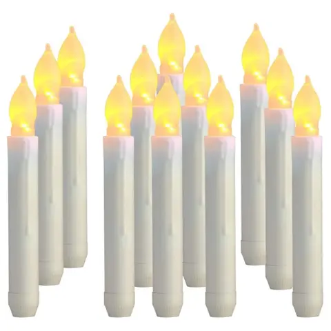Flameless 양초 12 PCS Led 양초 6.9 인치 배터리 작동 양초 파티 교실 교회 생일 장식을위한 테이퍼 양초