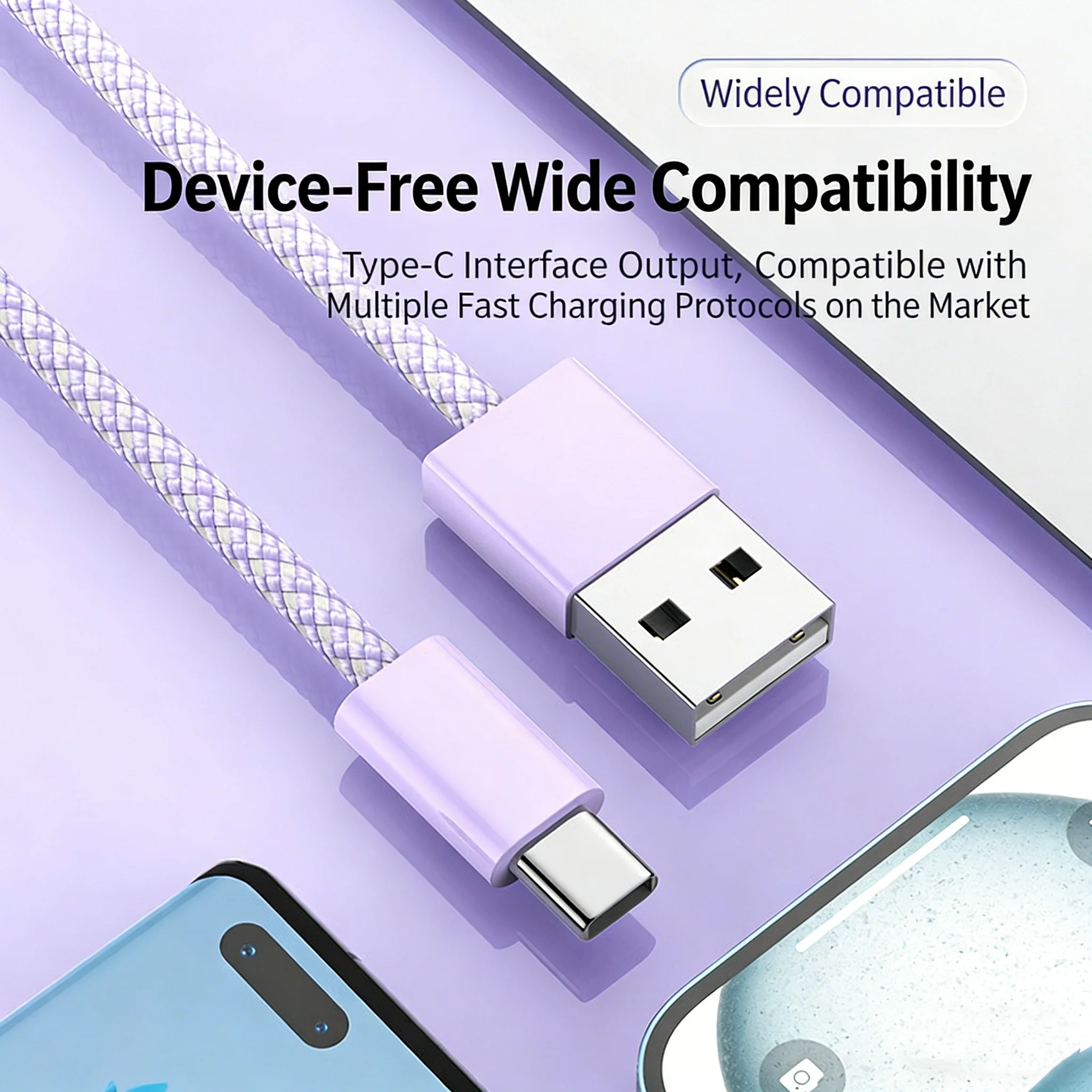 60WType-C Fast Charge cable Data cable Black/white/purple/Blue braided nylon wire mobile phone accessories for iPhone