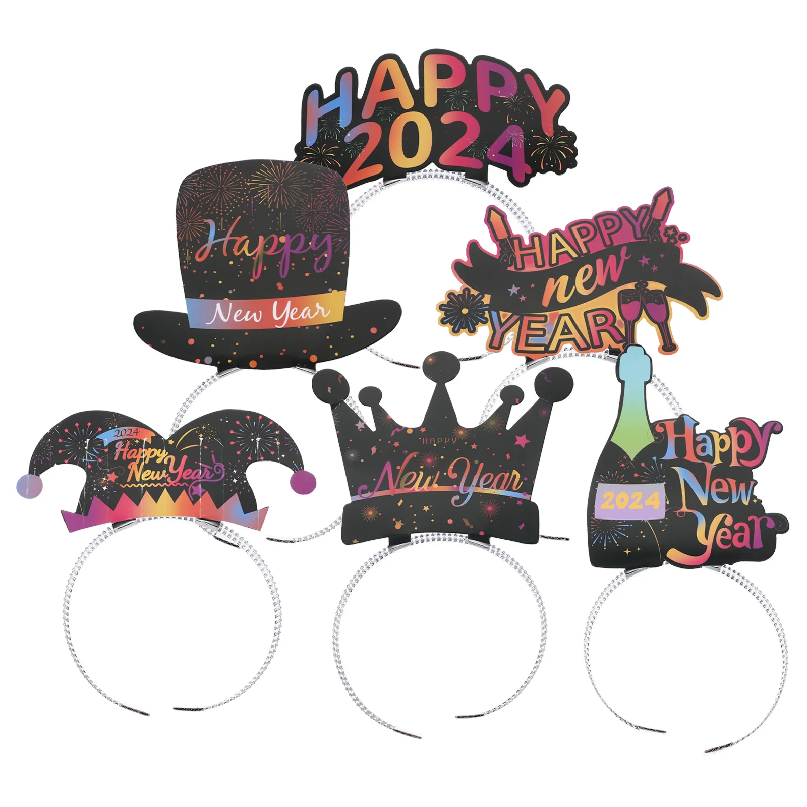 Aros para el pelo de Año Nuevo, tocado de fiesta para festivales, decoración de Festival de Primavera, ajuste cómodo, ideal para accesorios de fotomatón, 6 uds.