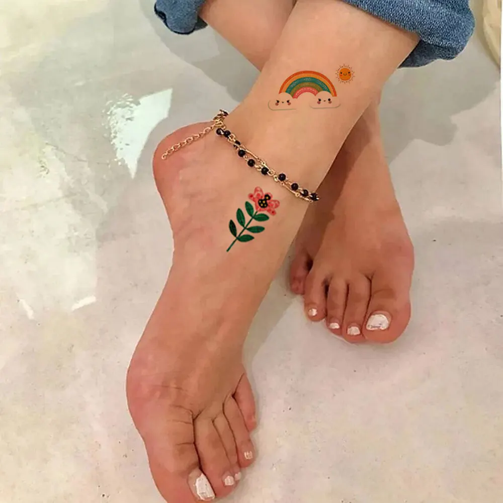 10pcs Cartoon Temporary Tattoos Lion Flower Dinosaur Animal Fake Tattoo Stickers Cute Tattoo Body Decor