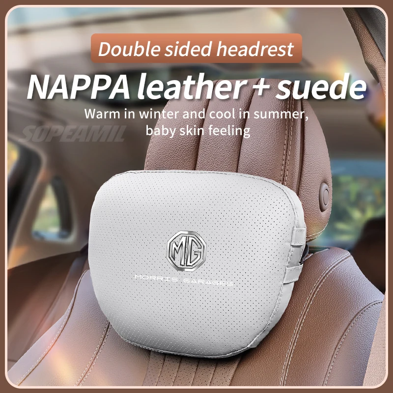 

For MG ZS HS ES5 MG4 Electric EV S5 EV MG3 MG5 MG6 MG7 ONE EZS Leather Car Headrest Soft Neck Pillow Seat Lumbar cushion Support