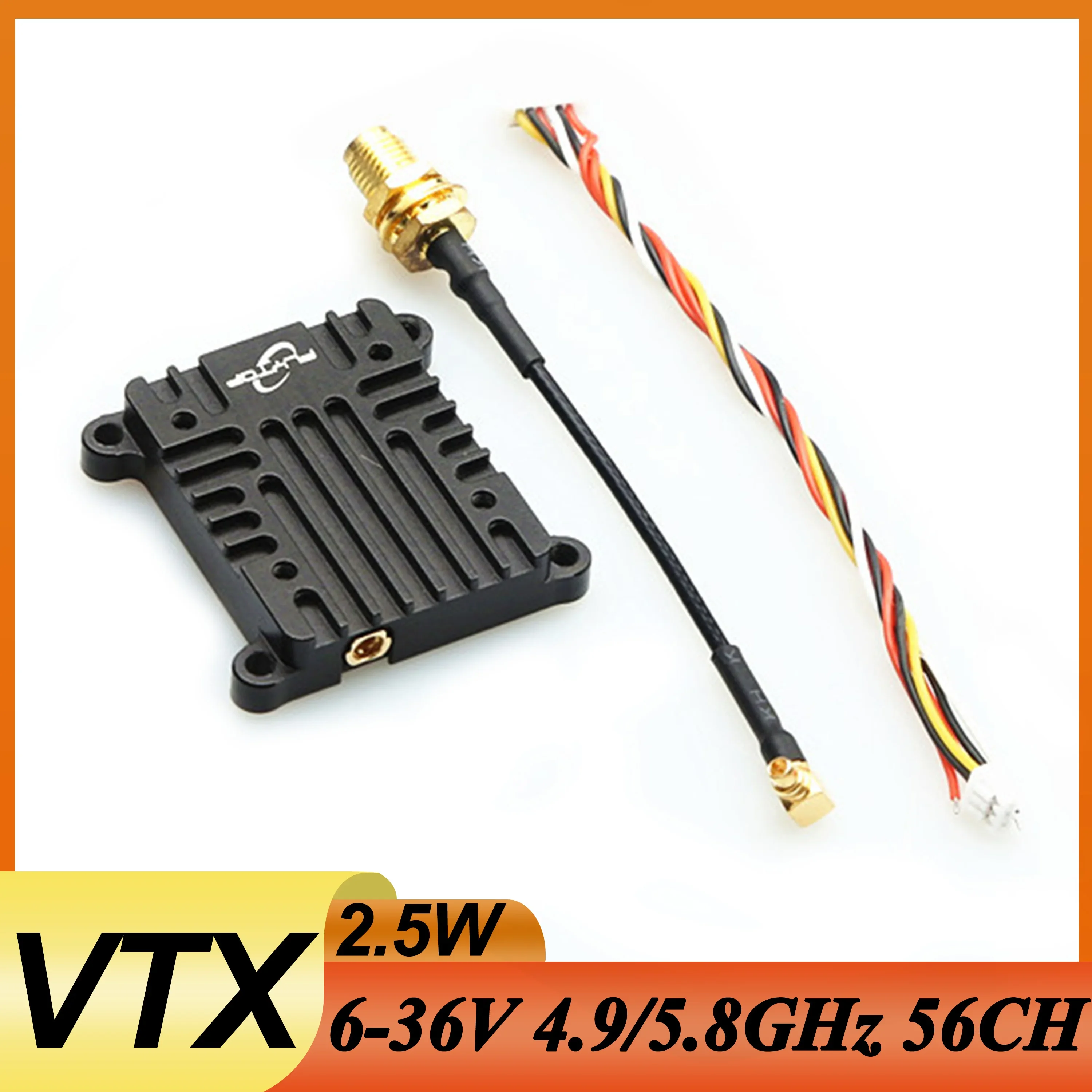 FLYTOP VT25 2.5W 4.9G 5.8GHz 56CH 6-36V 150mm Long Antenna Input Image Transmission Module VTX for RC FPV Racing Drone Plane