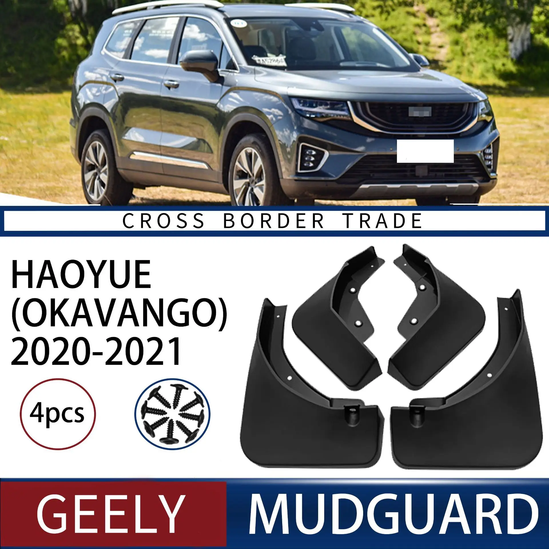 

FOR Geely Okavango 2020-2021 Car Molded Mud Flaps Splash Guards Mudguards Front Rear Styling Front Rear Car Accessories