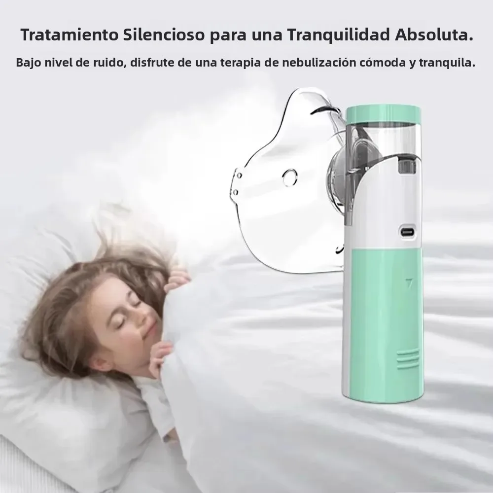 Nebulizador Portátil de Mano, Inhalador Silencioso con Atomizador de Malla, Nebulizador para Adultos y Niños