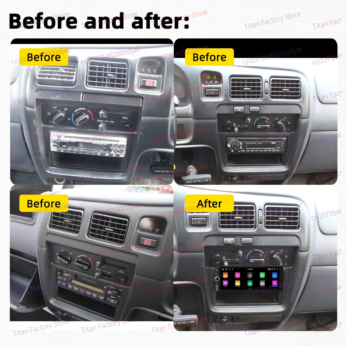 6.86 "شاشة ستيريو Carplay الوسائط المتعددة لتويوتا هايلكس 1998-2004 1 الدين راديو السيارة أندرويد رئيس وحدة Autoradio لتحديد المواقع والملاحة #2