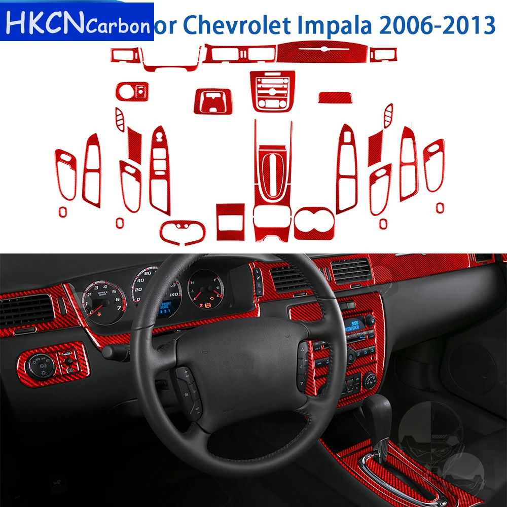 

Red Carbon Fiber For Chevrolet Impala 2006-2013 Accessories Car Interior Door Center Consol Gear Panel Trim Sticker