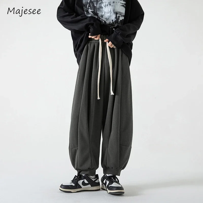 

Mens Sweatpants All-match Streetwear Outdoor Loose Spring Autumn Ankle Banded Spliced Drawstring Soft American Style Teenagers