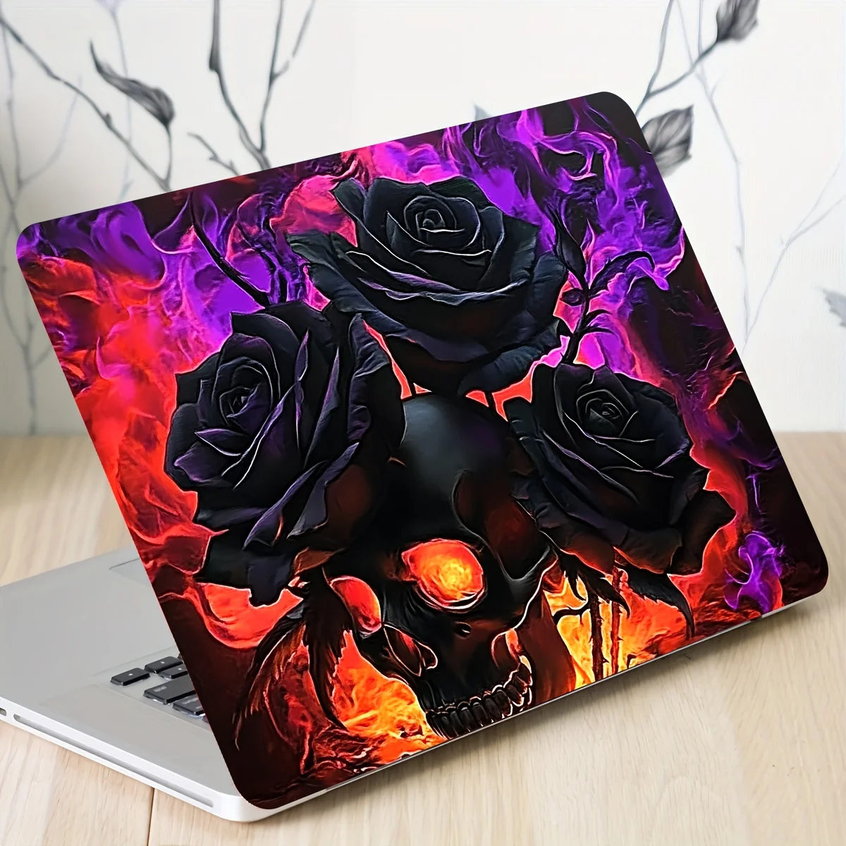 2-Pack Skull and Black Rose Vinyl Stickers for Laptops, Cars, Helmets, Motorcycles, and Refrigerator Decorations,