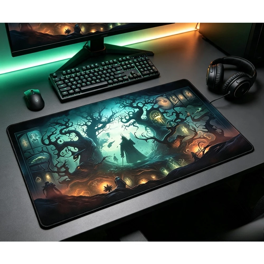 Dark Magic Portal Pattern Play Mat Durable Office Deskpad Parties Gathering Card Game Mat Non-slip Keyboard PC Game Mouse Pad