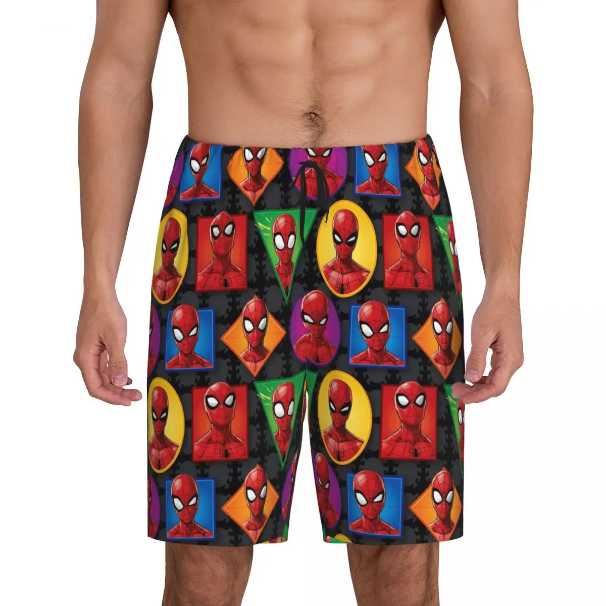 

Custom Spider Man Cartoon Superhero Pajama Shorts Sleepwear for Men Elastic Waistband Sleep Lounge Short Pjs with Pockets