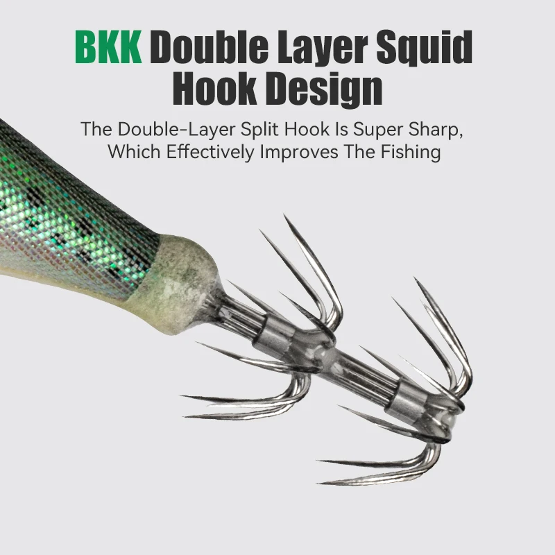 LEYDUN Luminous eye Horizontal Squid Jig Wood Shrimp Squid BKK Hook 14pcs/Set Lures Cuttlefish Shrimp Baits 썸네일 5