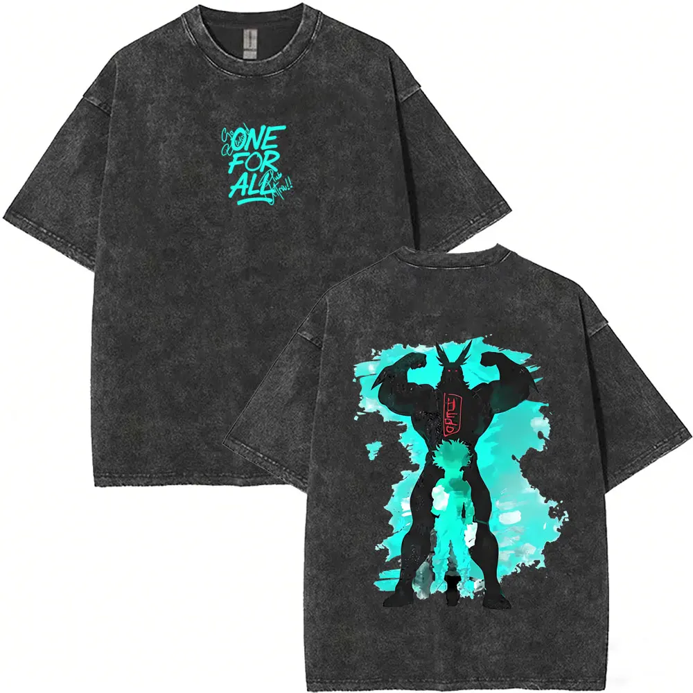 Washed Vintage Anime My Hero Academia Tsuyu Asui T-shirt Men Women Casual High Quality Cotton T-shirts Manga Oversized T Shirts