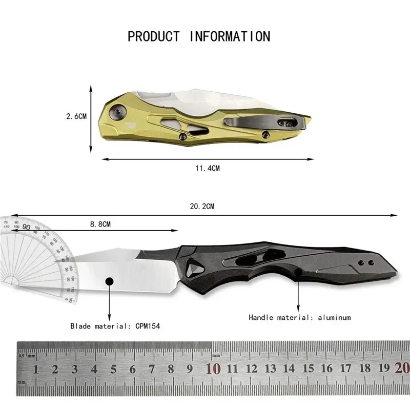 New KS 7650 Launch 13 Outdoor Folding Knife CPM154 Blade Aluminum Handle Pocket Camping Hunting Tactical Knife EDC Rescue Tool